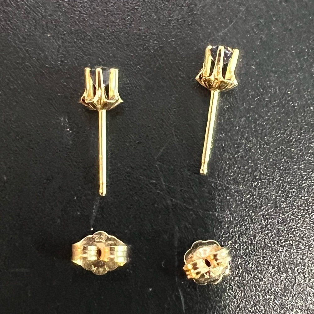 14K YELLOW GOLD SAPPHIRE BUTTERCUP DAINTY SETTING STUDS 🦋 - Picture 15 of 17